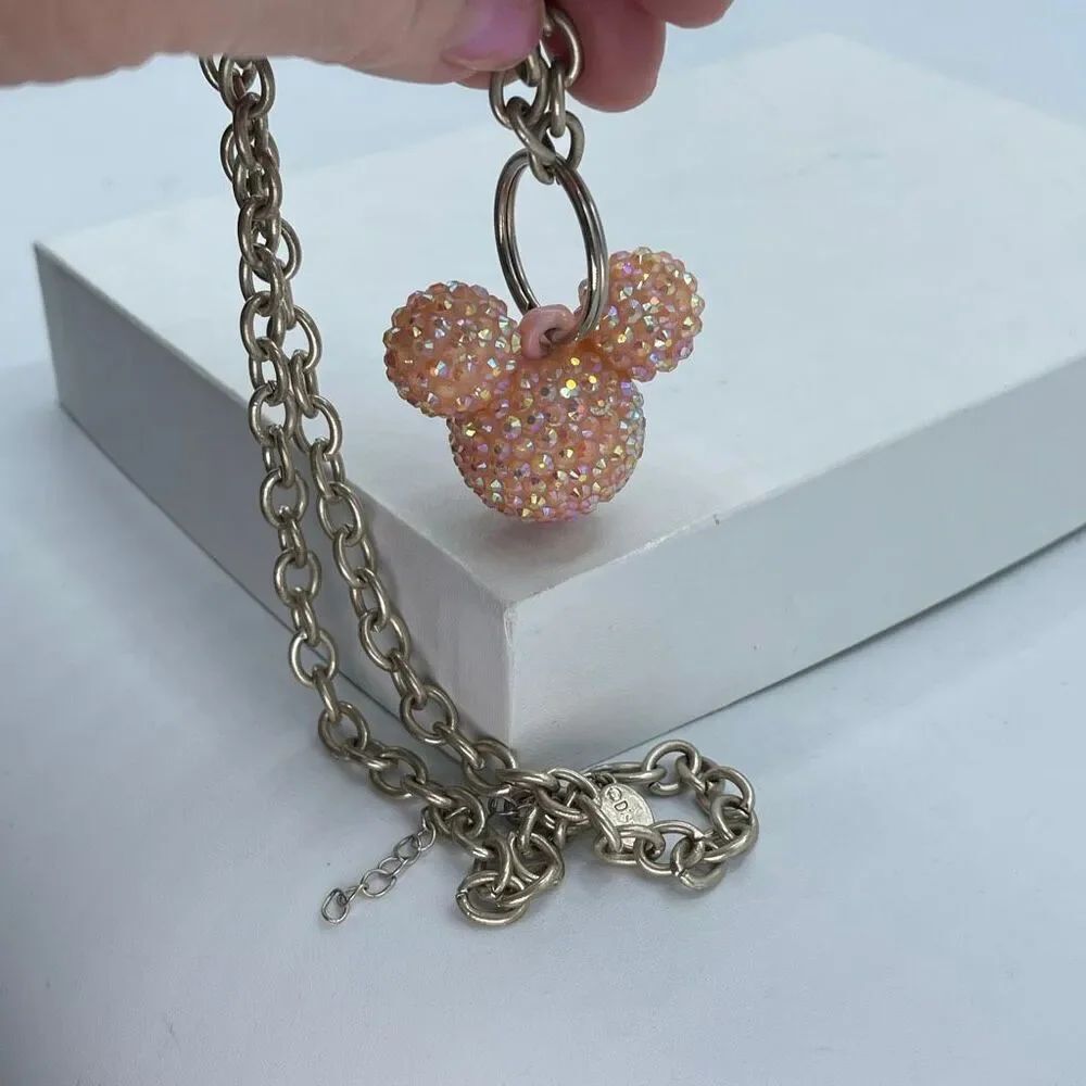 Vintage Disney Disney globe rhinestone pendant necklace bold statement
